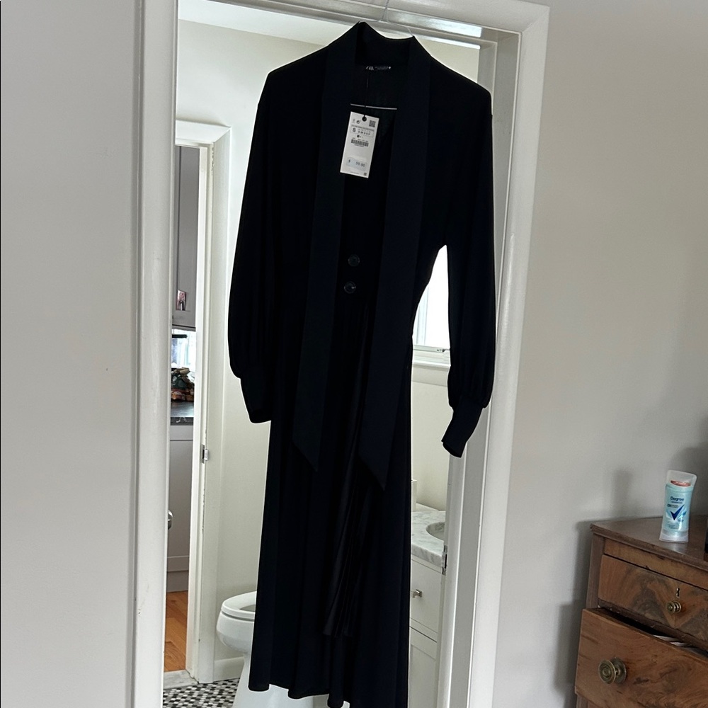 Zara Black Long Sleeve Maxi Dress